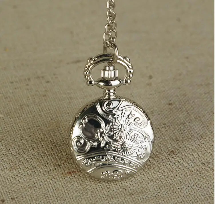 silver heart double-sided scale pocket watch