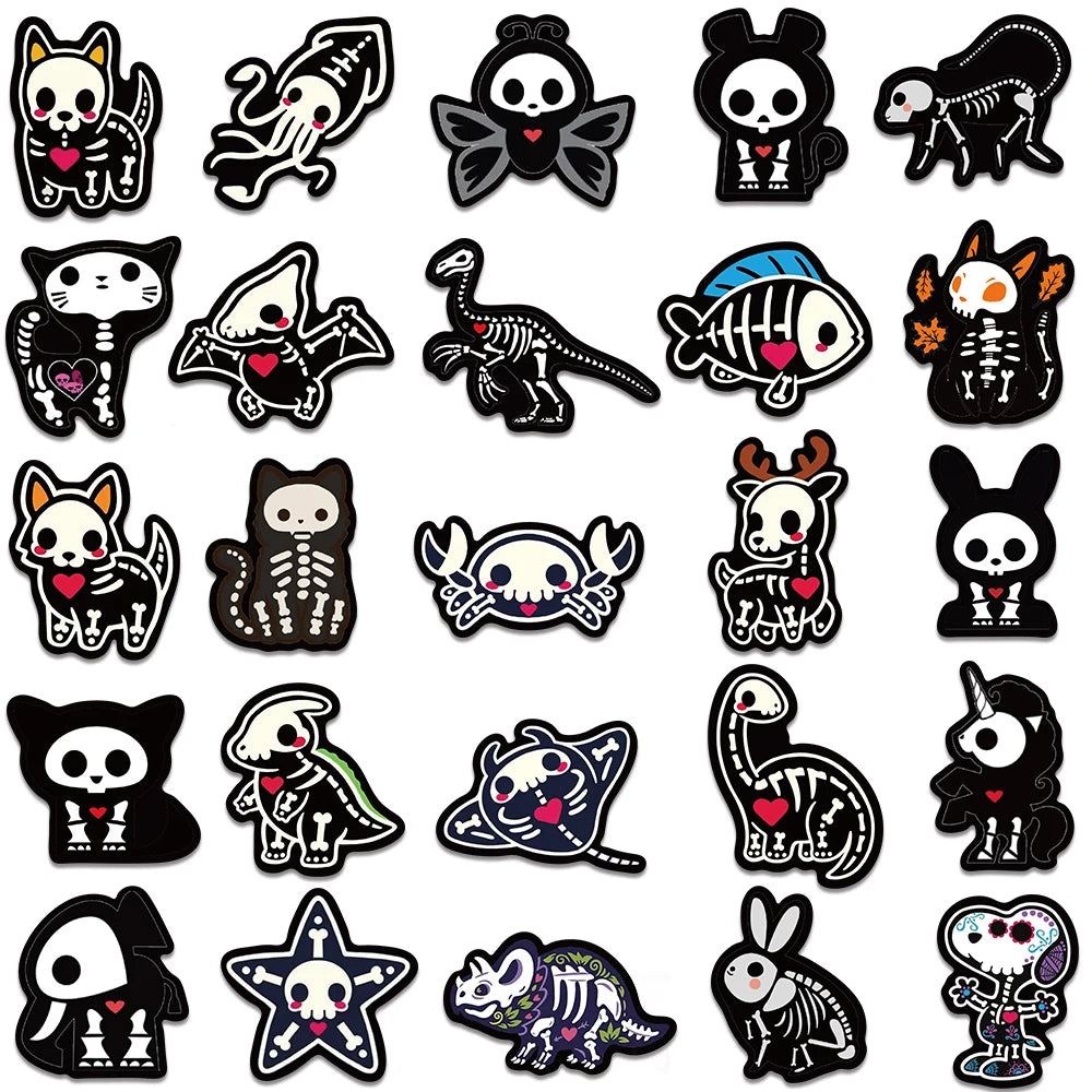 50pcs Animals Skull Stickers